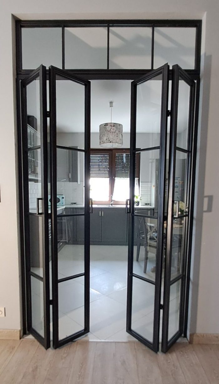drzwi loft metalowo szklane drzwi harmonijkowe